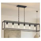 NIB 6 Light Black Linear Large Hanging Kitchen