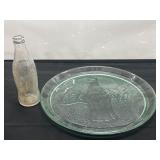 13" Coca- Cola Green Glass Platter Serving Plate