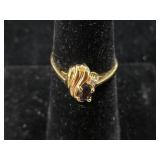 Sz 6 Ring w/Black Stone & Clear Stone. Not sure