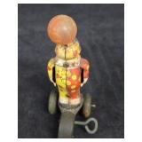 Very Old Tin Wind-up Clown Balancing a Ball on