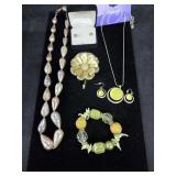 Bracelet, (2) Necklaces, Brooch & (2) Pr Earrings