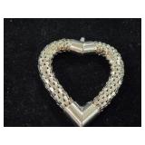 Silver Tone Mesh Heart Pendant