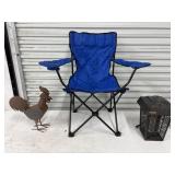 18" Metal Rooster, 15" Bug Zapper & Camp Chair