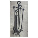 Wrought Iron Fireplace Tool Set with a Stand 31"