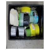 Crate Of Various Rolls of Worker Tape