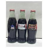 (3) 8oz glass Coca-Cola Bottles