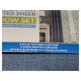 NIP (2) Textured Curtains w/(2) Printed Sheer Set
