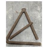 Antique Wrought Iron Chuck Wagon Dinner Triangle