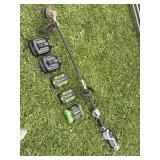 56 V E go weedeater with three batteries two of