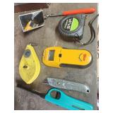 Stud finder, measuring tape, other asst. Garage