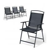 (4) Pellebant Black Patio Outdoor Folding Chairs