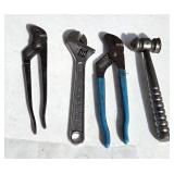 (2) Channellocks, Wrench & Metal Mallot
