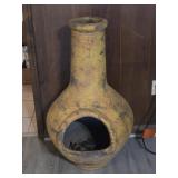 38" Tall Blue Orange Pottery Chiminea