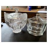 (2) Glass Candy Jars Larger One is Crystal Cut