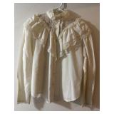Sz: S,Vintage Lace Ruffle Blouse, Long Sleeve