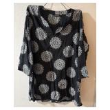 Sz: M, Kikisol Black Tunic Beach Cover Up
