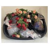 Small Crafting Floral Items and Clear Beads