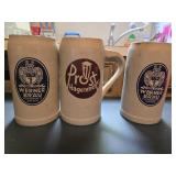 (3) Vtg Stonewear Steins w/German Beer Logos