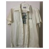 Sz L 1950s Rayon Bowling Shirt w/Chain Stitching &
