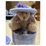 Avon Plush Teddy Bear Wearing a Lavender floral