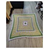 Green, White , Purple & Yellow Square Crochet