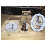 All NIB Holly Hobby Plate, Mosaic Glass Bell &
