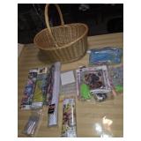 Basket filled w/Diamond Art & Other Crafts