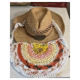 Straw Cowboy Hat & Handmade Bag