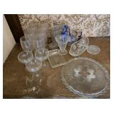 (8) Crystal Wine Glasses, Vtg Glass Ashtray,