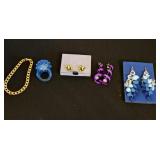 Avon (3) Prs Earrings, Bracelet & Rubber Ring