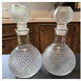 (2) Diamond Cut Glass Decanters