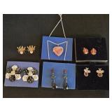 Avon NEW (5) Prs Earrings & (1) Locket Necklace