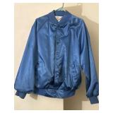Sz XL West Ark VTG Blue Satin bomber jacket snap
