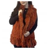 Sz M Cartise Knitted Rabbit Fur Vest with Raccoon
