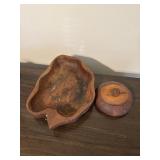 Vtg Monkey Pod Wood Leaf-shaped Serving Bowl &