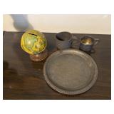Metal Plate & Cups, Globe Saving Bank