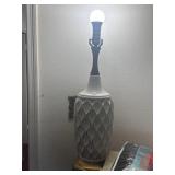 25.5" White Ceramic table lamp with a geometric