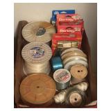 Collection of VTG fishing line and thread spools.