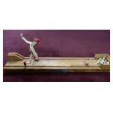Vintage Wood and Cast Iron Tabletop Bowling game.