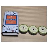 All New 2 yds Poly Cotton, (3) Rolls Dog Ribbon