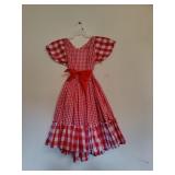 Red & White Checkered Print Square Dancing Dress