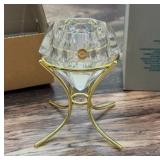 PartyLite Solitaire Crystal & Brass Candle Holder