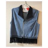 Sz: L, Banjo, Vintage Denim Vest & Fringe