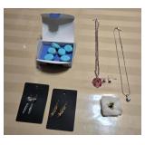 All New Avon Necklaces,  Earings, Frog Pin & Blue