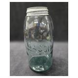 Antique Aqua Blue Mason Fruit Jar w/Shepherd's
