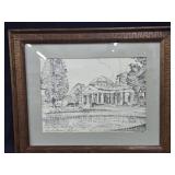 17x14 Framed Pencil Drawing of Monticello