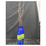 18' Green & Blue Art Glass Vase