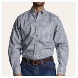 Sz L FORGE MEN'S GRAY & BLUE GEO PRINT FR LONG