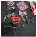 (7) Silk Bowties, (2) w/Matching Handkerchiefs &