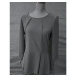 Sz M Boston Proper Black Peplum Blouse with 3/4